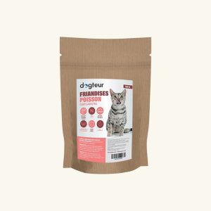 Dogteur Friandises pour chat saveur poisson, snack sain et savoureux sans céréales pour le plaisir de votre chat.