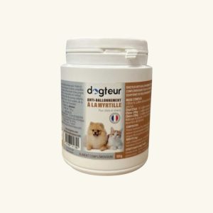 Complément alimentaire Dogteur Anti-Ballonnement à la violette, soulage les ballonnements et favorise une digestion confortable chez le chien.